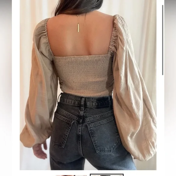 Hyfve Olive Green Balloon Sleeve Top | m - Picture 7 of 7